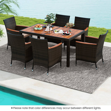 Costway 7-Pc Patio Rattan Garden Dining Set w/ Cushions 19376820 New