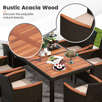 Costway 7-Pc Patio Rattan Garden Dining Set w/ Cushions 19376820 New