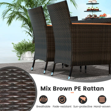 Costway 7-Pc Patio Rattan Garden Dining Set w/ Cushions 19376820 New