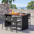 Costway 7-Pc Patio Rattan Bar Set w/ Seat Cushions Outdoor Porch Yard Garden 41298635 New