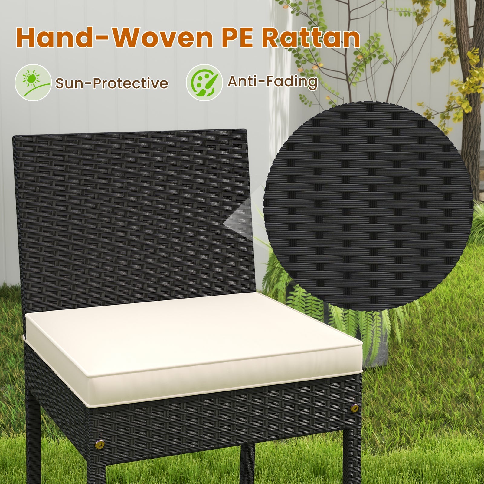 Costway 7-Pc Patio Rattan Bar Set w/ Seat Cushions Outdoor Porch Yard Garden 41298635 New