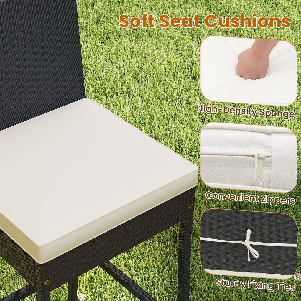 Costway 7-Pc Patio Rattan Bar Set w/ Seat Cushions Outdoor Porch Yard Garden 41298635 New
