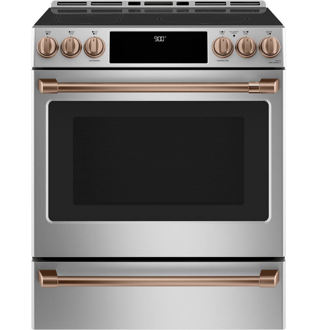 CAFÉ™ 30" Smart Slide-In, Front-Control, Induction and Convection Range with Warming Drawer