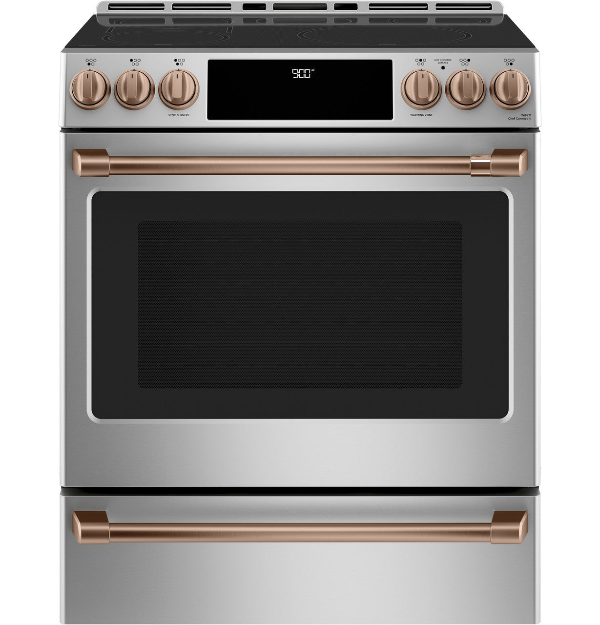 CAFÉ™ 30" Smart Slide-In, Front-Control, Induction and Convection Range with Warming Drawer