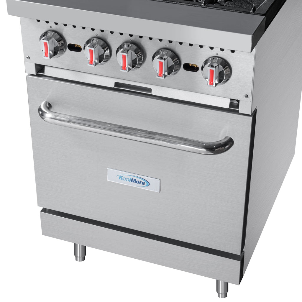 24 in. 4 Burner Commercial Liquid Propane Range with Oven in Stainless-Steel