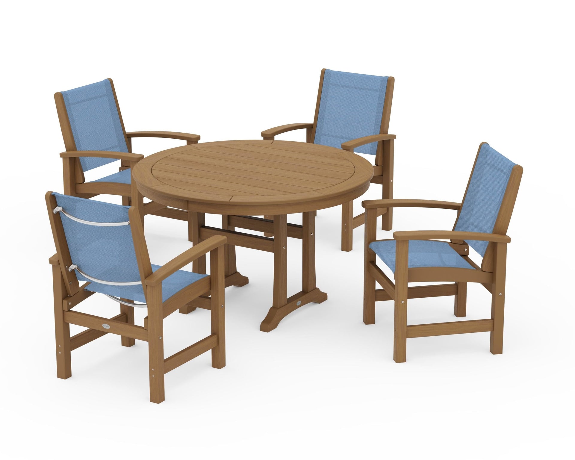 Coastal 5-Piece Round Dining Set with Trestle Legs