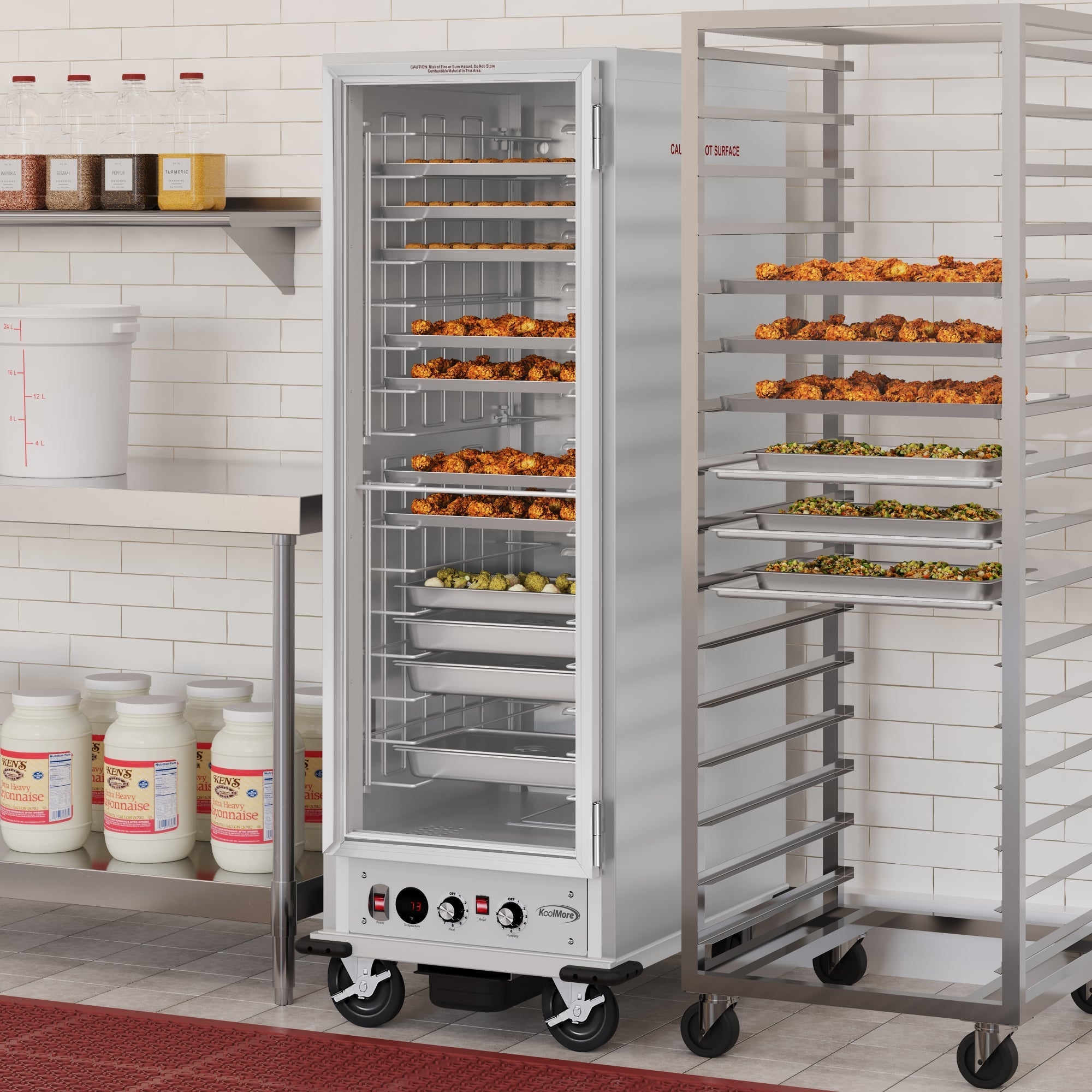 33 in. Commercial Insulated Heated Holding/Proofing Cabinet with Glass Door and Wire Racks in Silver