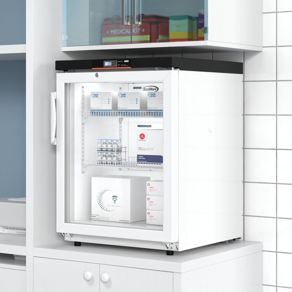 24 in. 4.5 cu. ft. Countertop Medical Pharmacy Refrigerator With Multi-Level Emergency Alarms in White, UL Listed