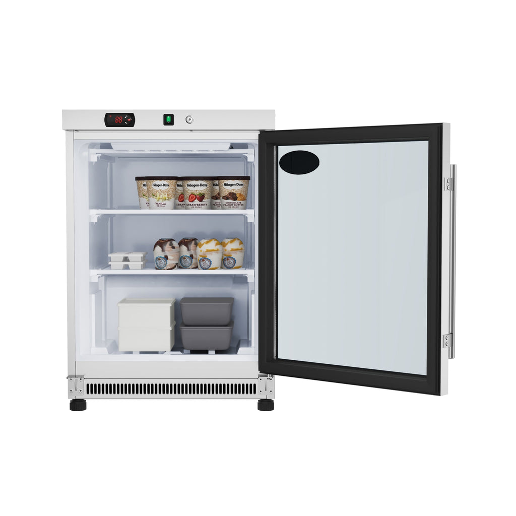 24 in. Commercial Countertop Display Freezer in White with Stainless Steel and Glass Door, 4.6 Cu. ft. - Wrap