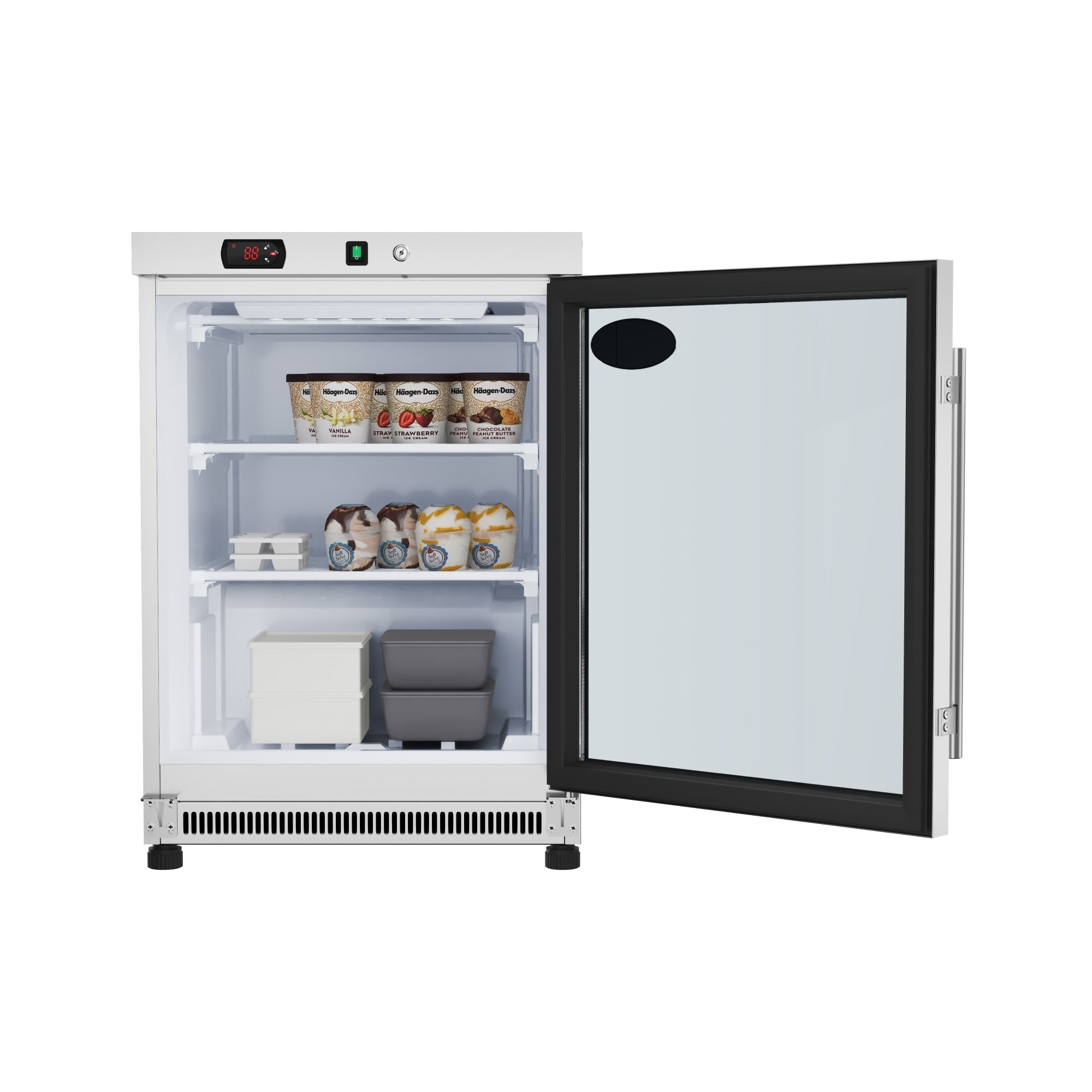 24 in. Commercial Countertop Display Freezer in White with Stainless Steel and Glass Door, 4.6 Cu. ft. - Wrap