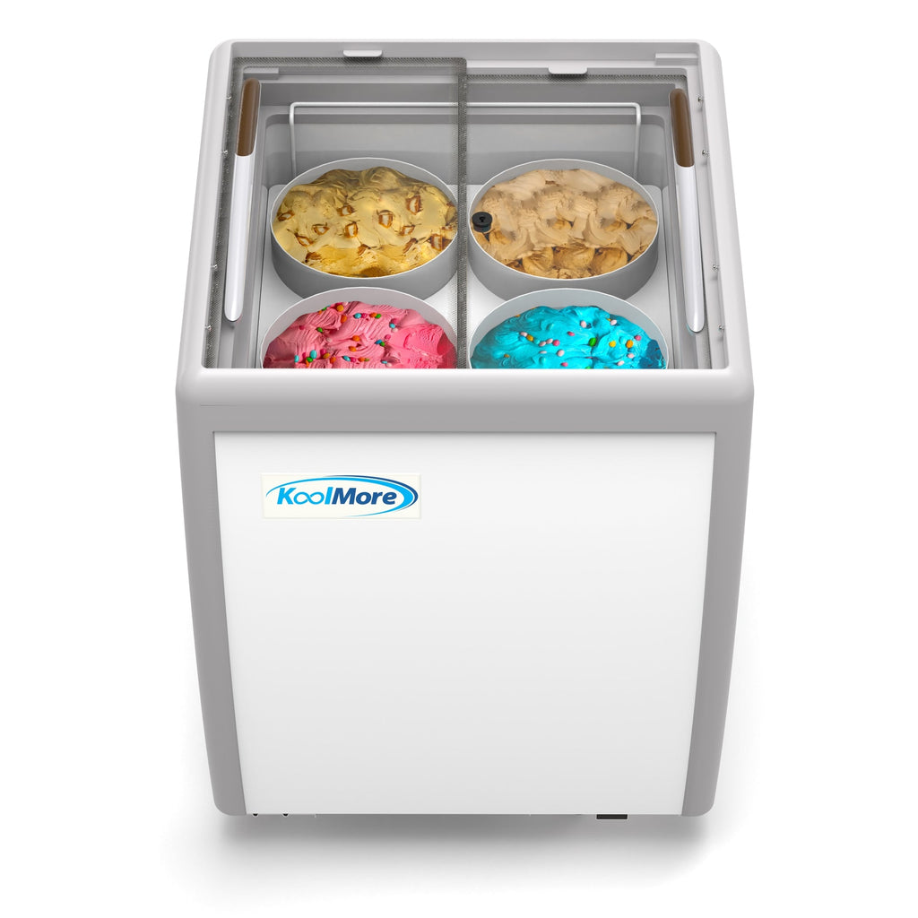 26 in. 4 Tub Ice Cream Dipping Cabinet Display Freezer with Sliding Glass Door, 6 cu. ft.