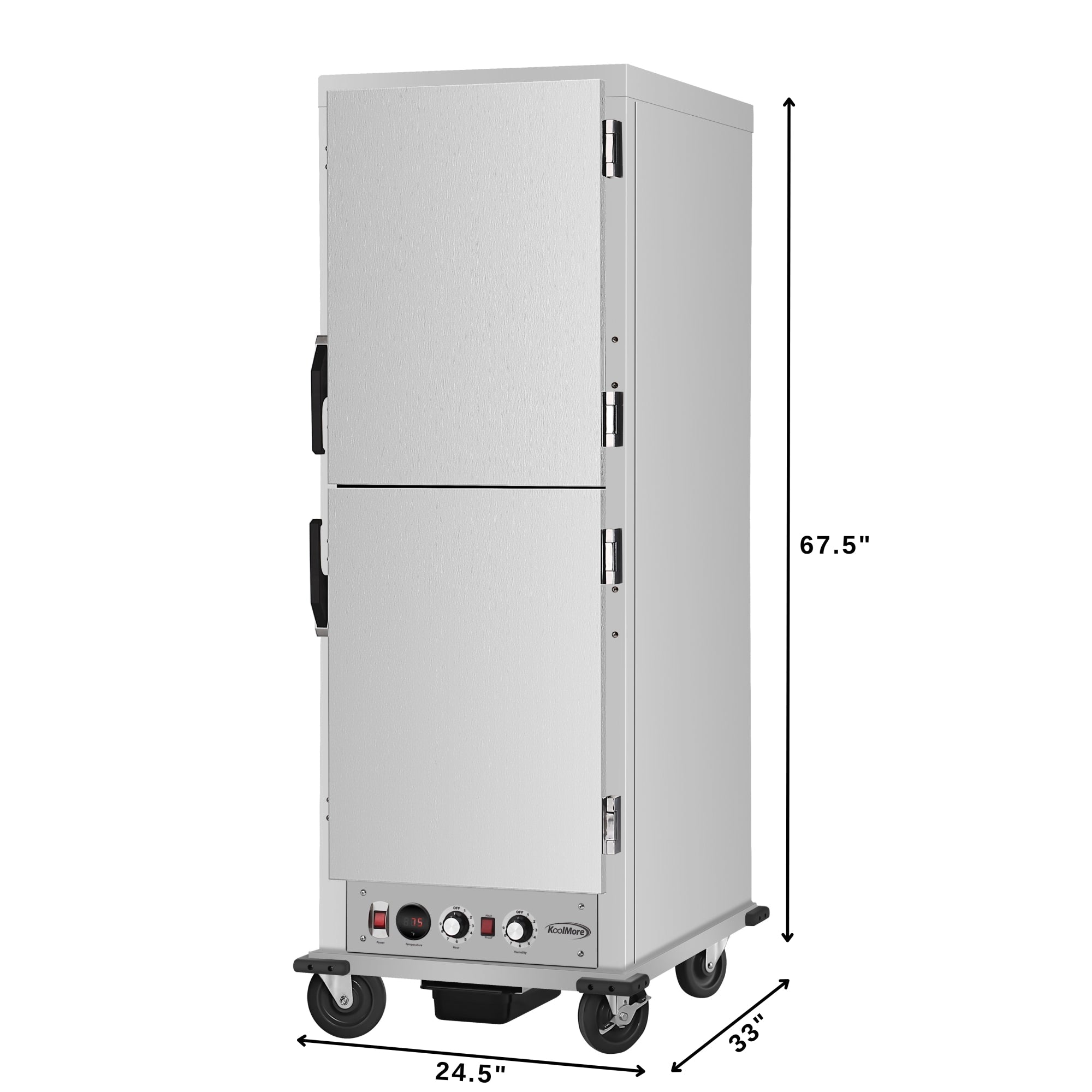 33 in. Commercial Insulated Heated Holding/Proofing  Cabinet with Wire Racks and Solid Dutch Doors in Silver