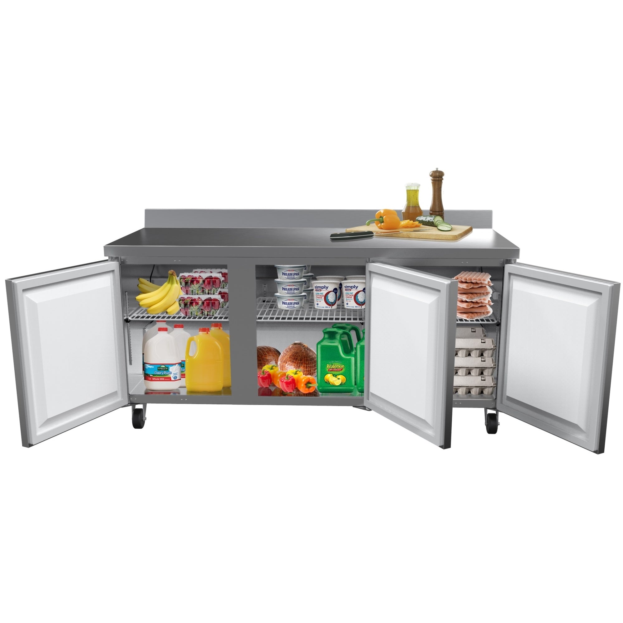 72 in. Three-Door Worktop Refrigerator With 3.5 in. Backsplash - 16.9 Cu Ft.