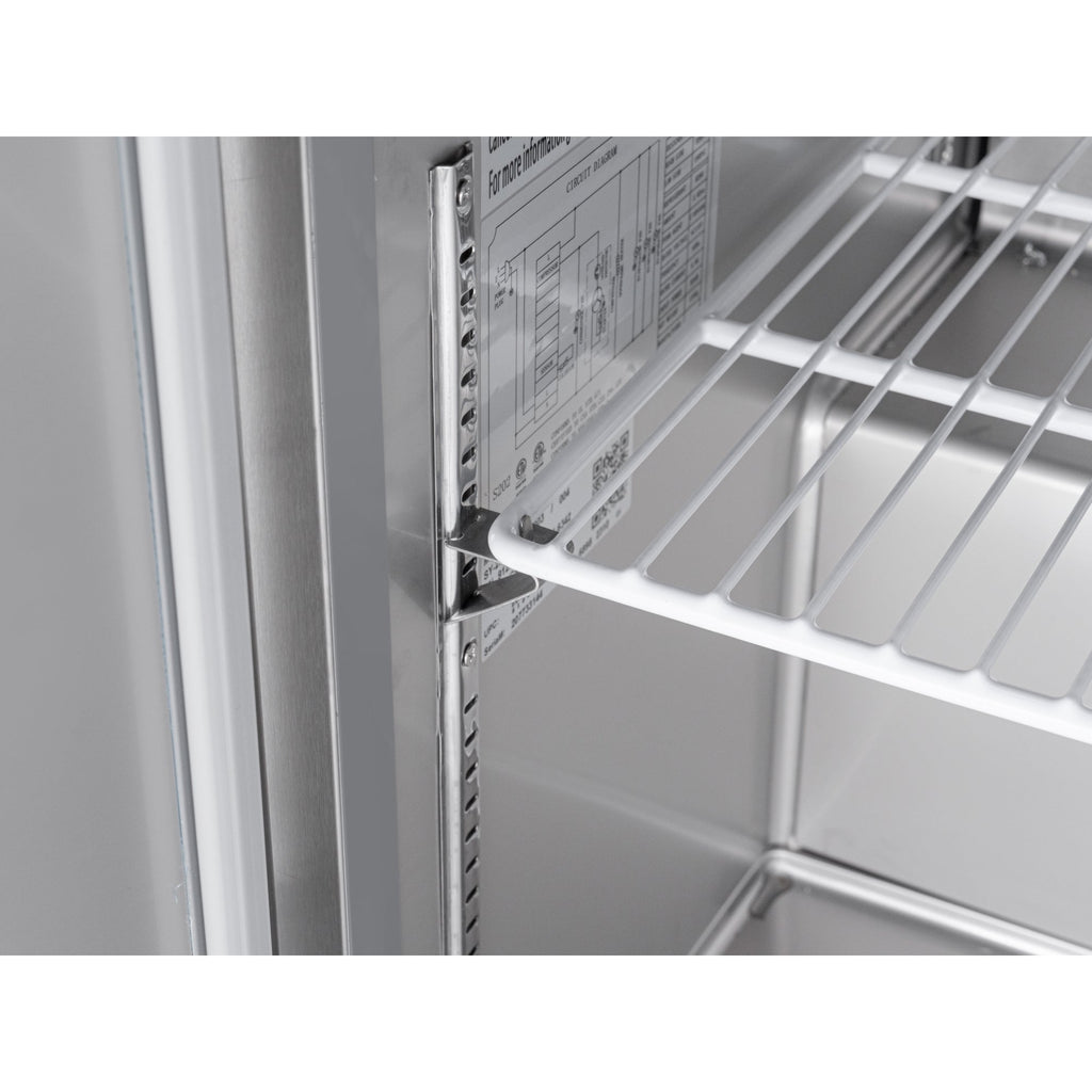 36 in. Commercial Refrigerated Prep Station Cold Table, Stainless-Steel Refrigerator with 6-Pan (Not Included) with Cover Capacity and Two Adjustable Shelves
