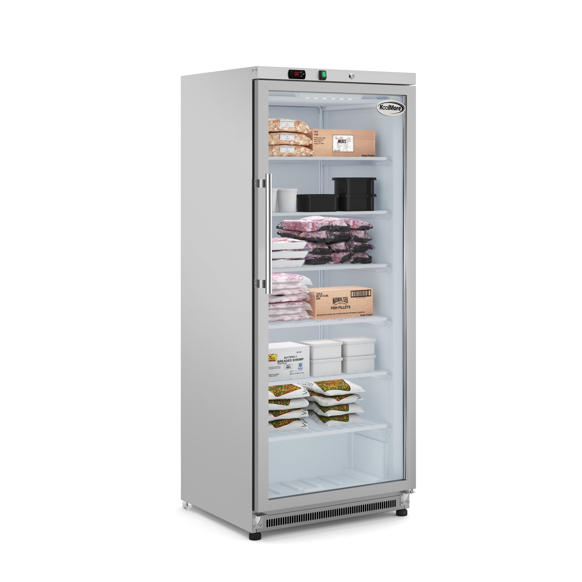 21 Cu. Ft. Commercial Freezer with Glass Door in Stainless Steel - Manual Defrost