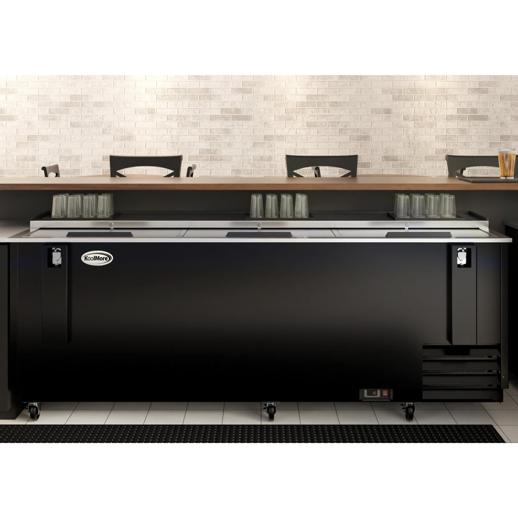 95 in. Commercial Bottle Cooler in Black with Built-In Opener, ETL Listed, 30 cu. ft.