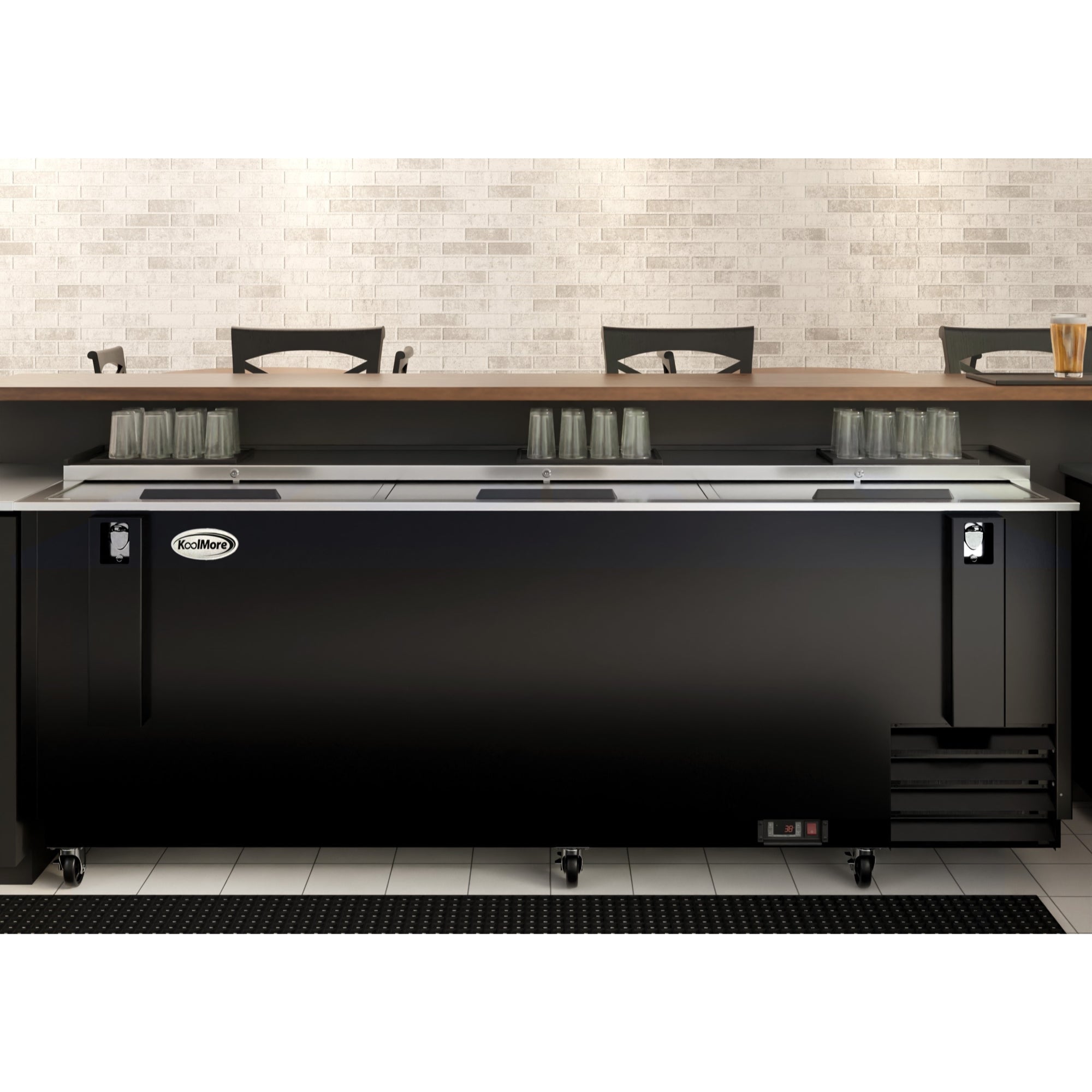 95 in. Commercial Bottle Cooler in Black with Built-In Opener, ETL Listed, 30 cu. ft.