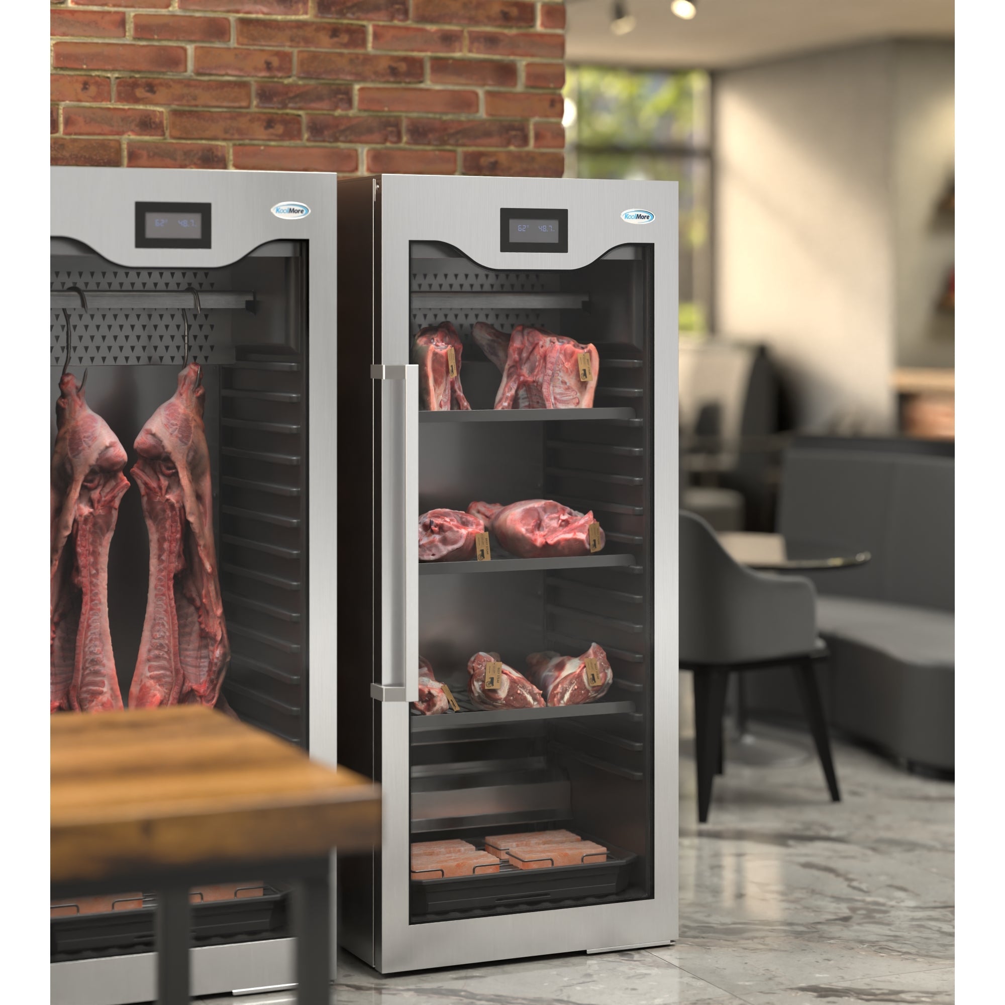 27.5 in. Commercial Dry Ager Refrigerator for Meat Featuring Hanging Rack with Hooks, Charcoal Filter, and Antimicrobial Lining, 17 Cu. Ft.