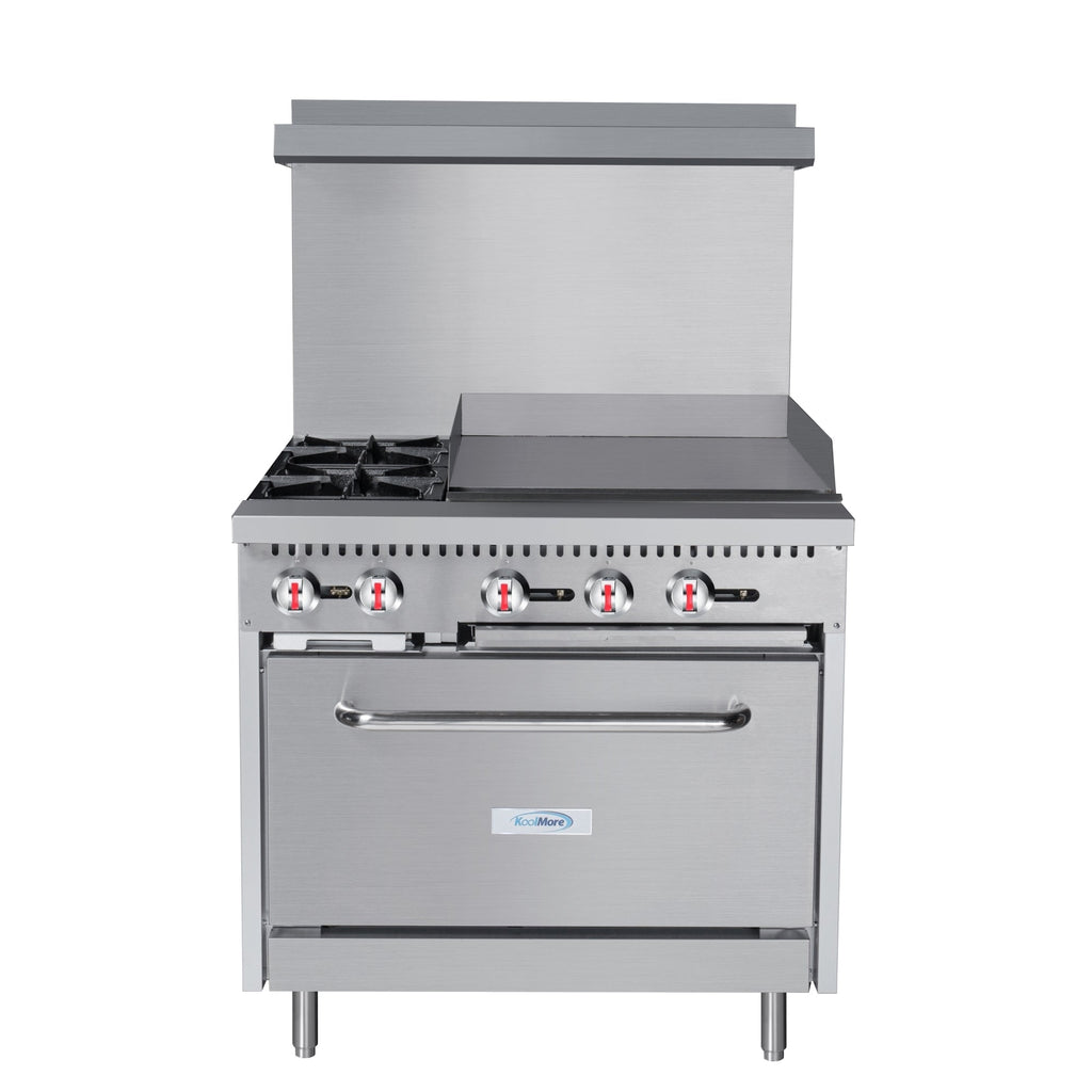 36 in. 2 Burner Commercial Natural Gas Range with 24 in. Griddle in Stainless-Steel