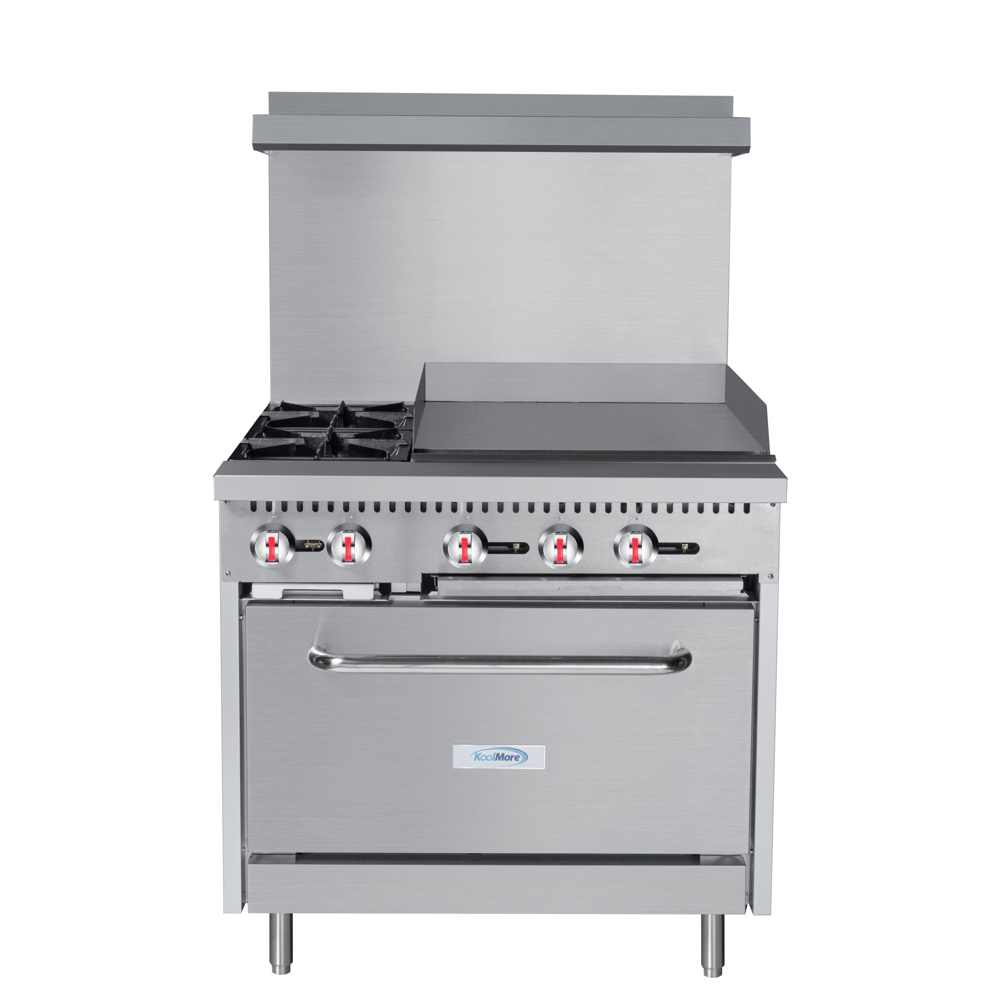 36 in. 2 Burner Commercial Natural Gas Range with 24 in. Griddle in Stainless-Steel