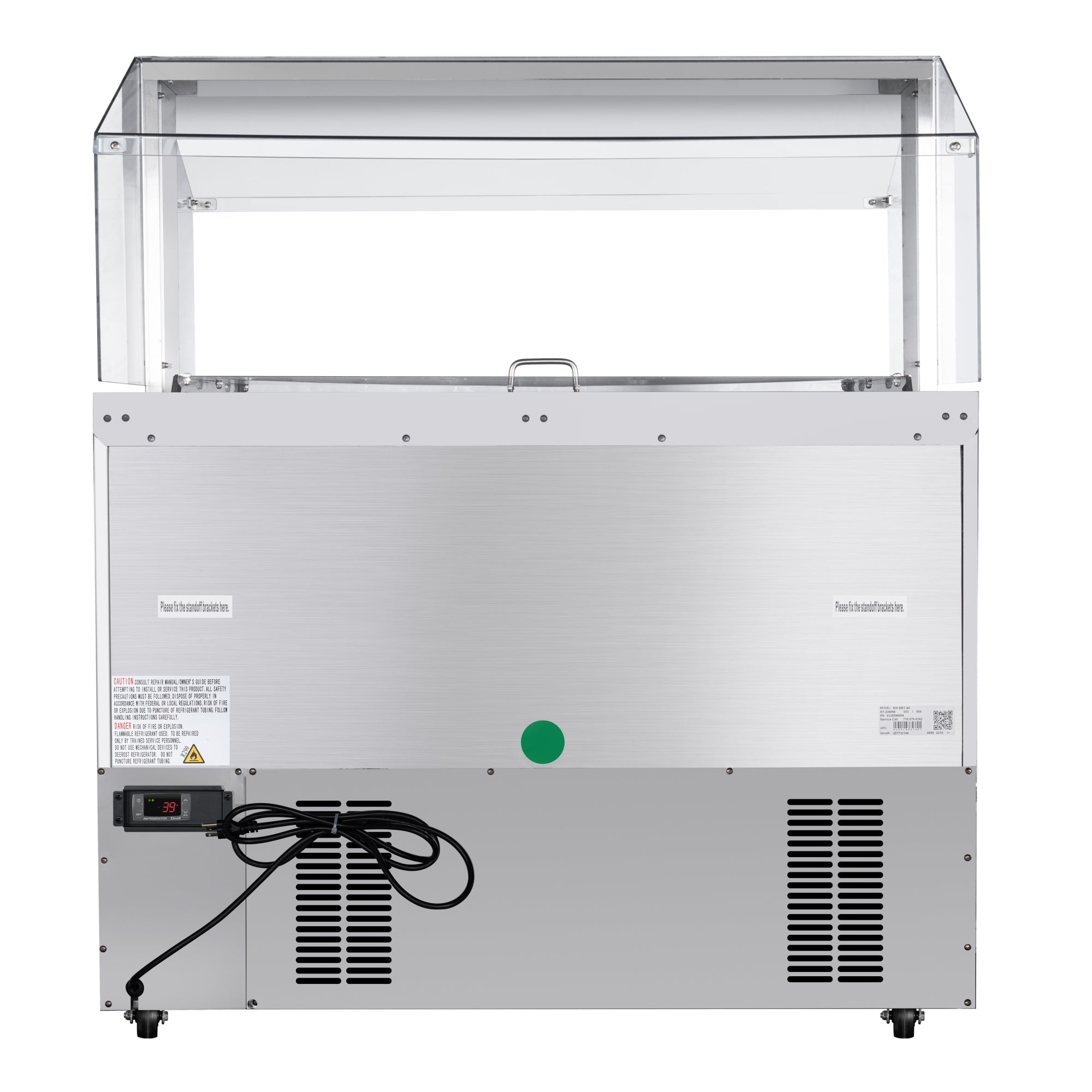 48 in. Commercial Refrigerated Prep Station with Sneeze Guard and Buffet Slide, 9-Pan Capacity (Not Included) with Covers and Two Adjustable Shelves in Stainless-Steel, ETL Listed