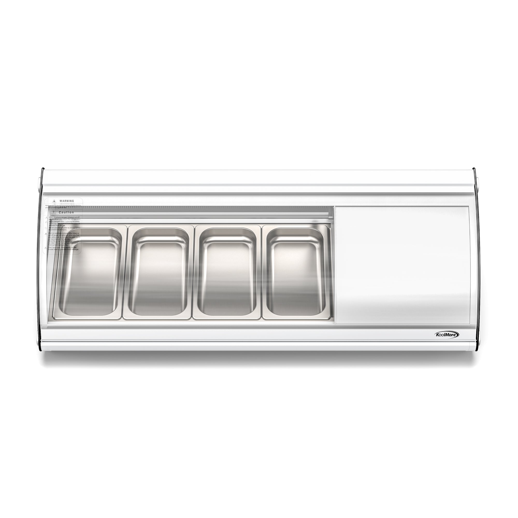 46 in. Glass Sushi Countertop Display Refrigerator with 4 Stainless Steel Trays in White