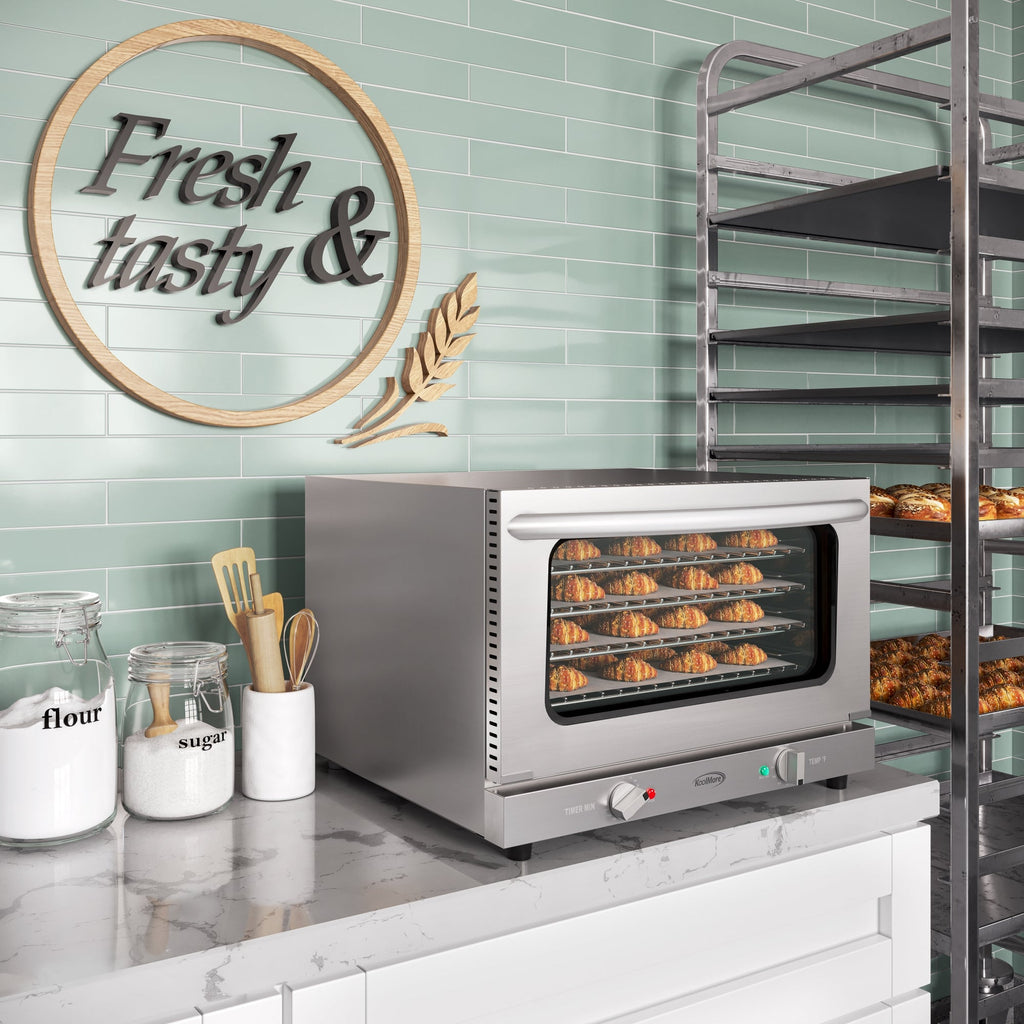 23 in. Countertop Convection Oven for Half-Size Pans with 4 Racks 1600W of Power in Stainless-Steel