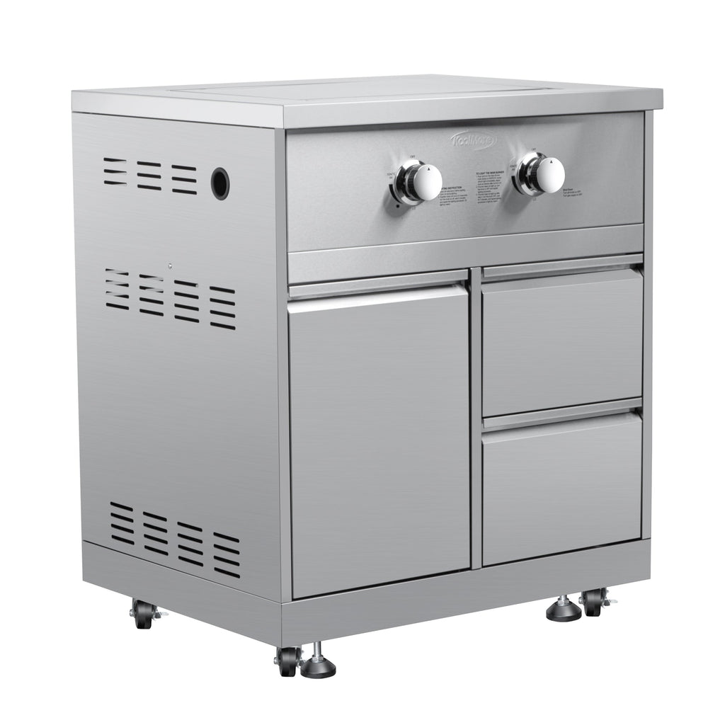 32 in. Outdoor Kitchen Liquid Propane Side Burner with Bottom Cabinet in Stainless-Steel (KM-OKS-SBC)