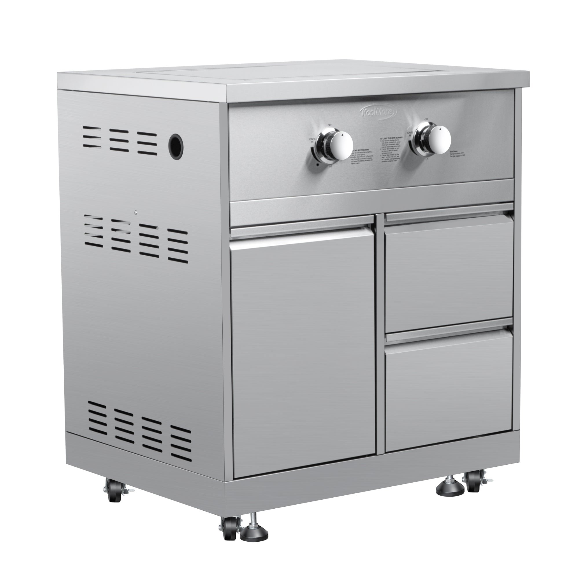 32 in. Outdoor Kitchen Liquid Propane Side Burner with Bottom Cabinet in Stainless-Steel (KM-OKS-SBC)