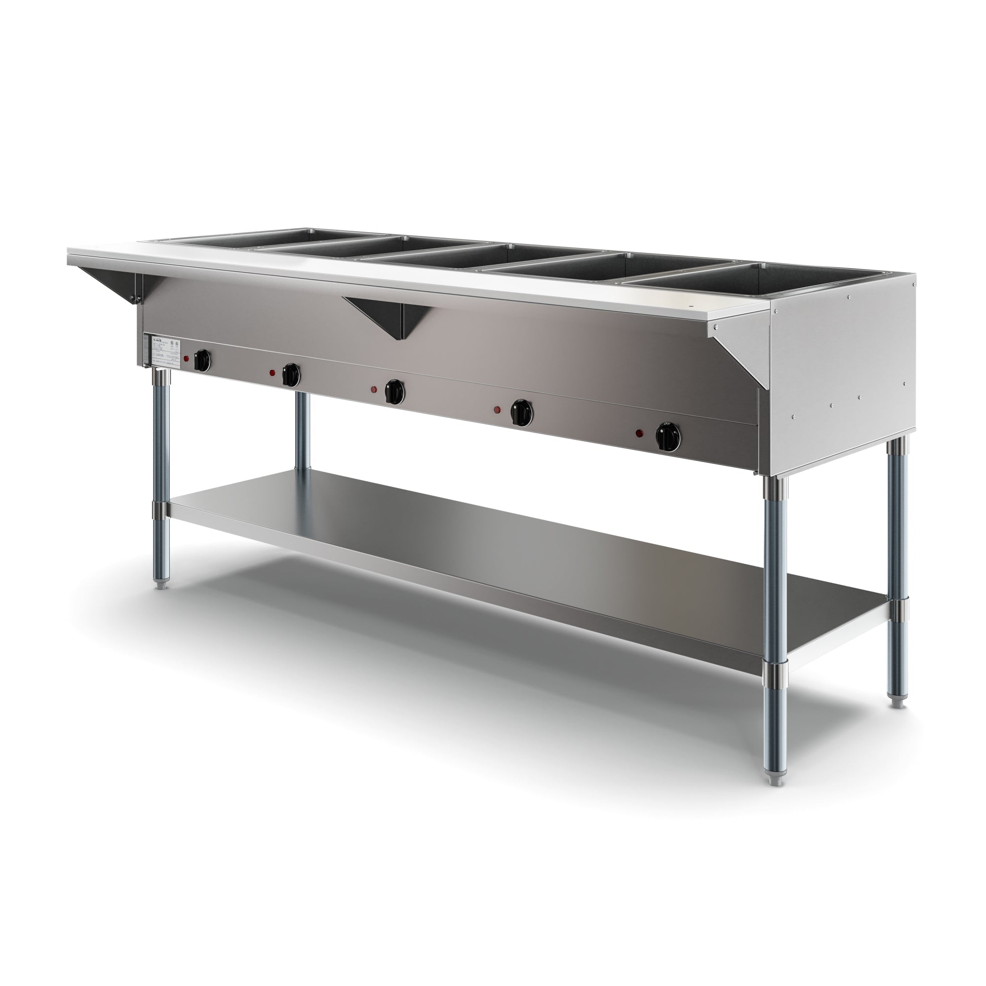 Five Pan Open Well Electric Steam Table with Undershelf, 240V