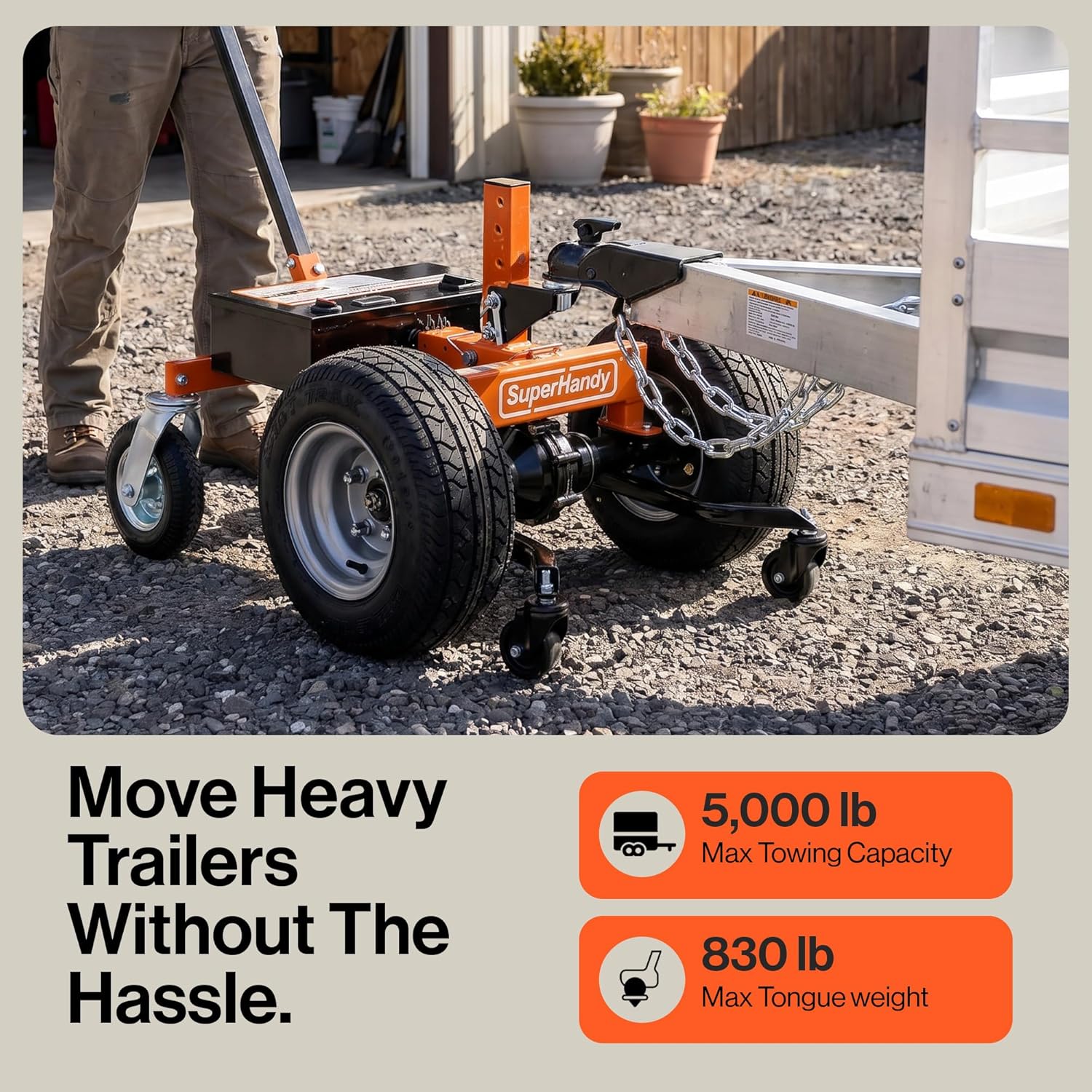 Super Handy GUO158 Electric Trailer Dolly 5,000 Lb. Towing Capacity 6-Wheel New