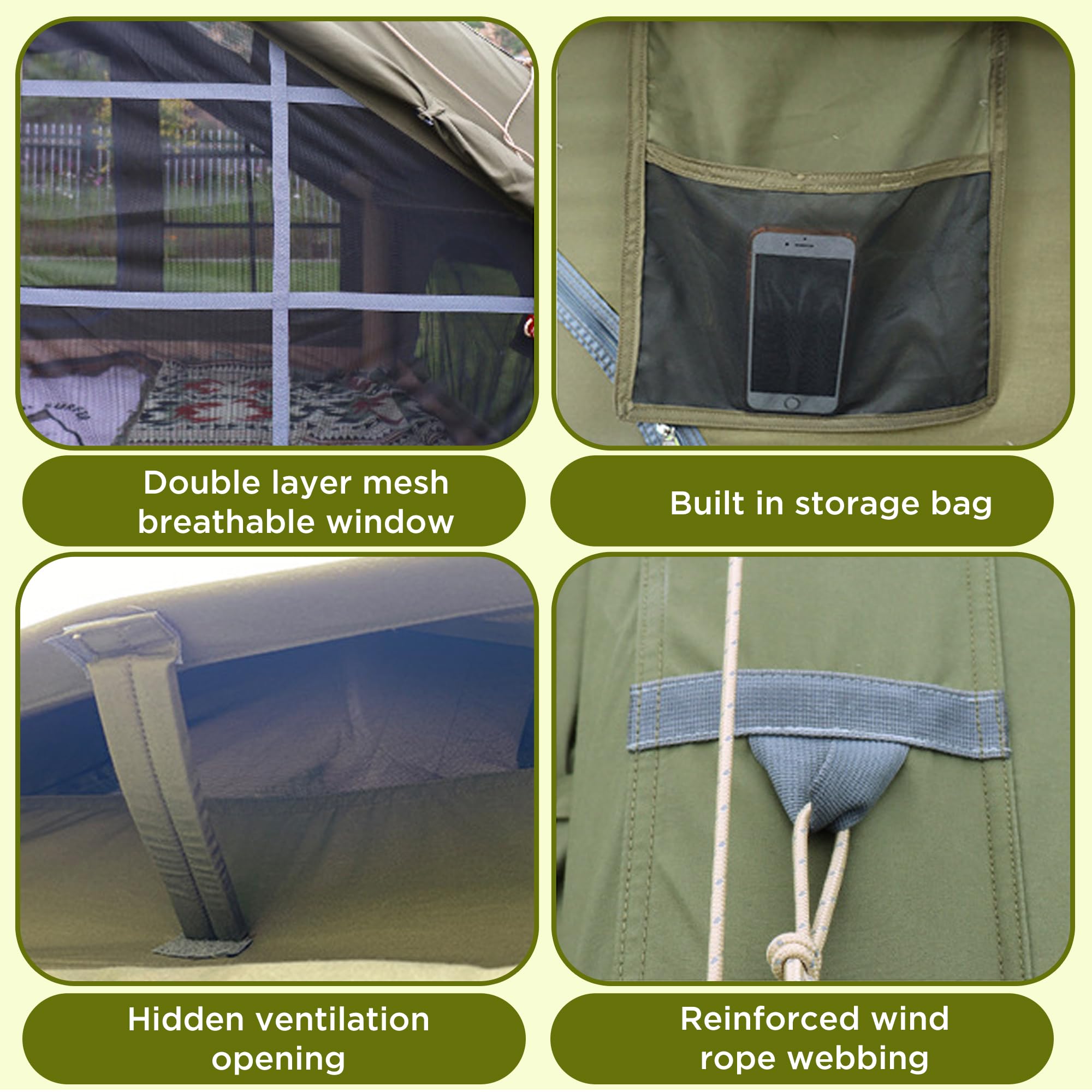 Large Luxury Inflatable Camping Tent, Technology Cotton Canvas Tent for 4-6-8-10-12 People | Breathable and Waterproof Tent with Skylight and Stove Jack, Suitable for Family Camping of 12 ㎡