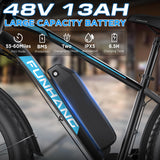 Funhang Electric Bike for Adults, 1000W Peak Ebike, 20MPH 60Miles Electric Mountain Bike, 26" Fat Tire Electric Bicycle with 48V 13AH Battery, Front Suspension,7 Speed, Rear Rack, UL 2849 Certified