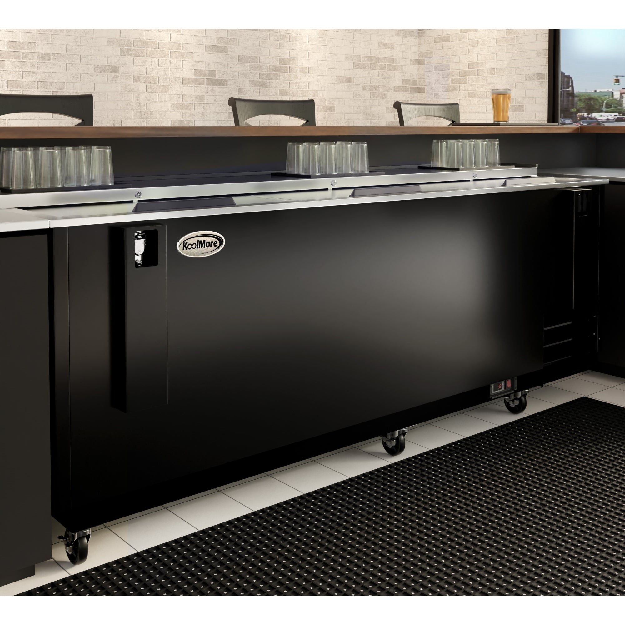 95 in. Commercial Bottle Cooler in Black with Built-In Opener, ETL Listed, 30 cu. ft.