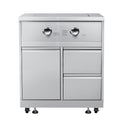 32 in. Outdoor Kitchen Liquid Propane Side Burner with Bottom Cabinet in Stainless-Steel (KM-OKS-SBC)