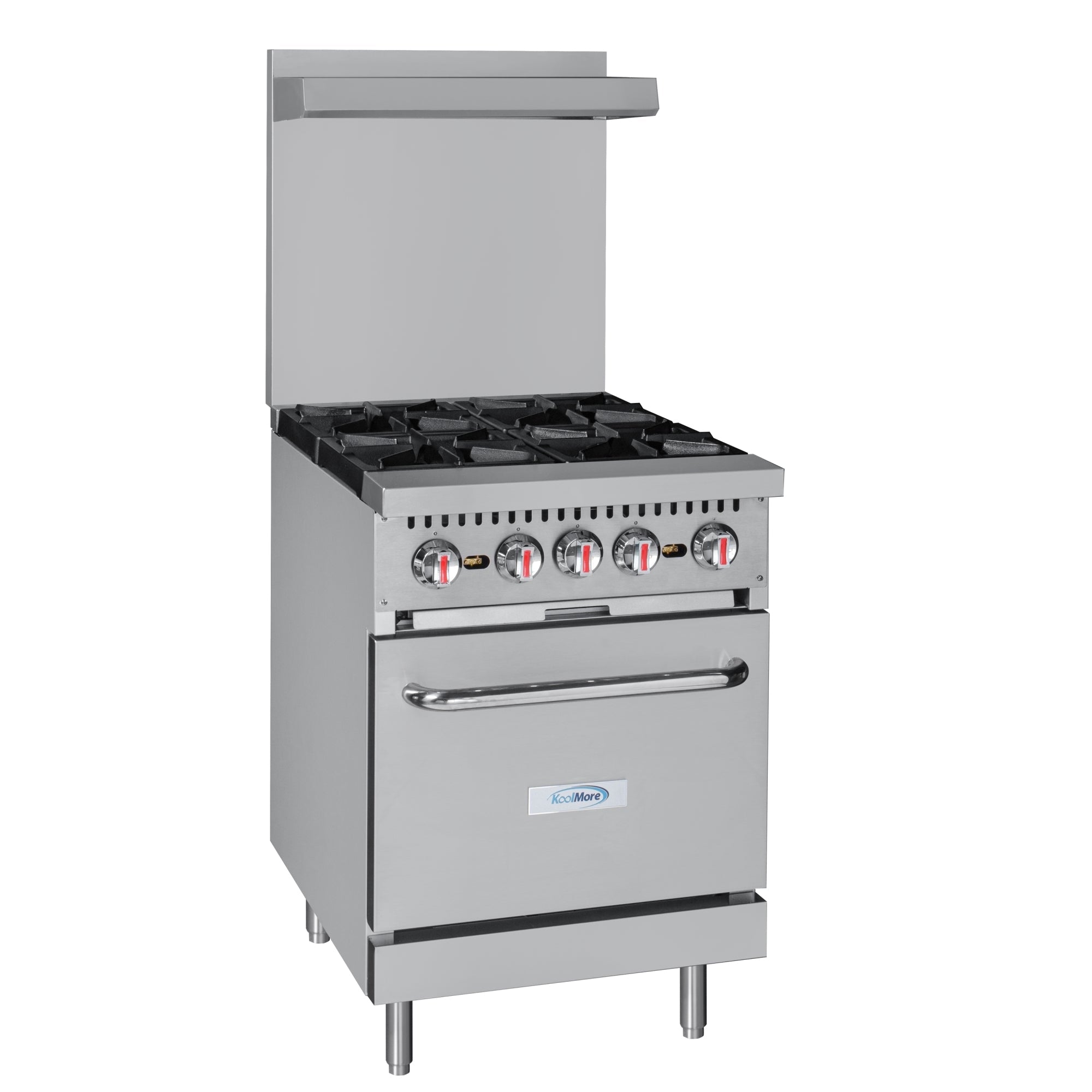 24 in. 4 Burner Commercial Natural Gas Range with Oven in Stainless-Steel