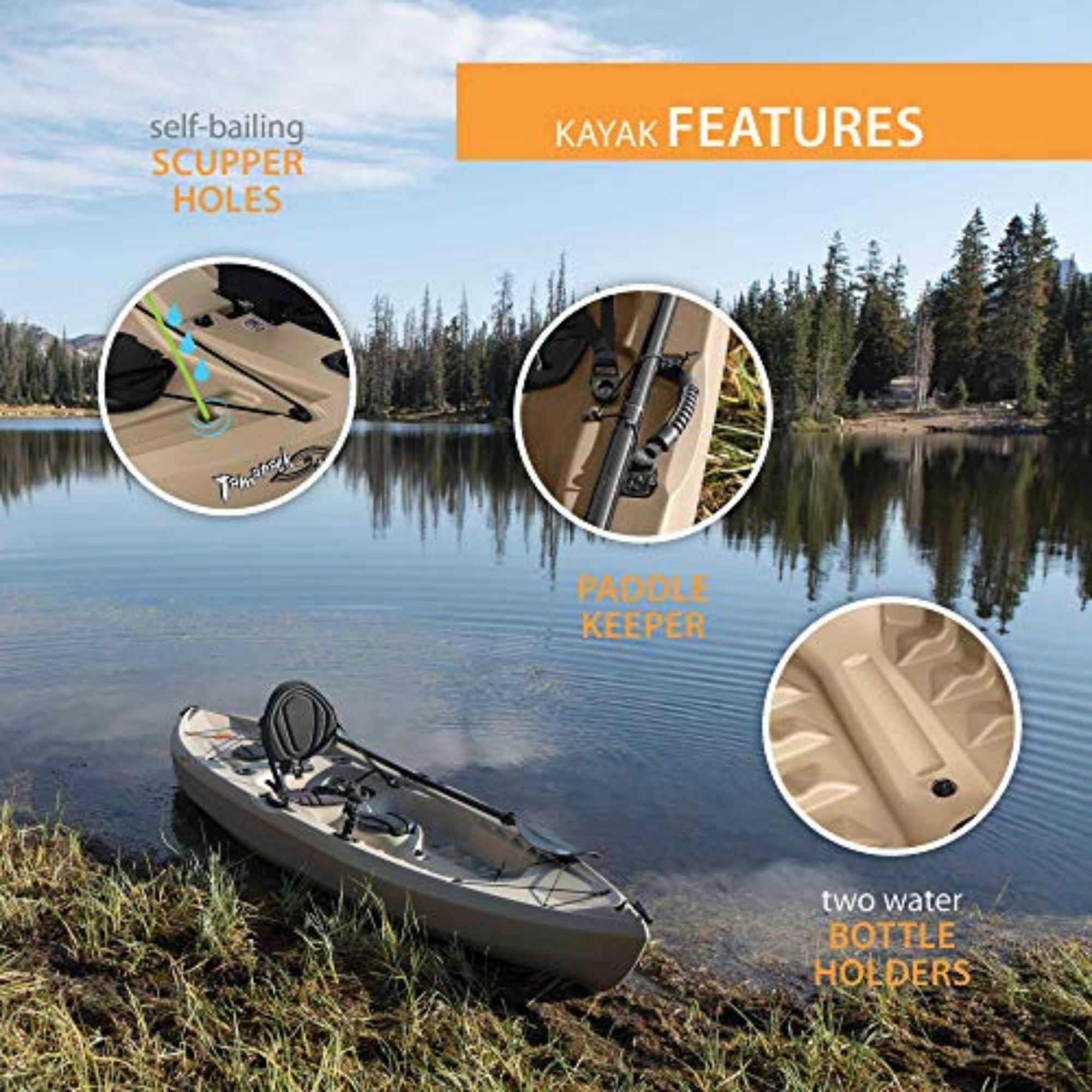 Lifetime Muskie Angler Sit-On-Top Kayak with Paddle, Tan, 120"