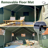 WaldZimmer Cotton Canvas Wall Tent with Rain Canopy Waterproof Outdoor Tent for Hunting Family 4 Season Camping Tents Heavy Duty Steel Frame&PVC Floor, Green