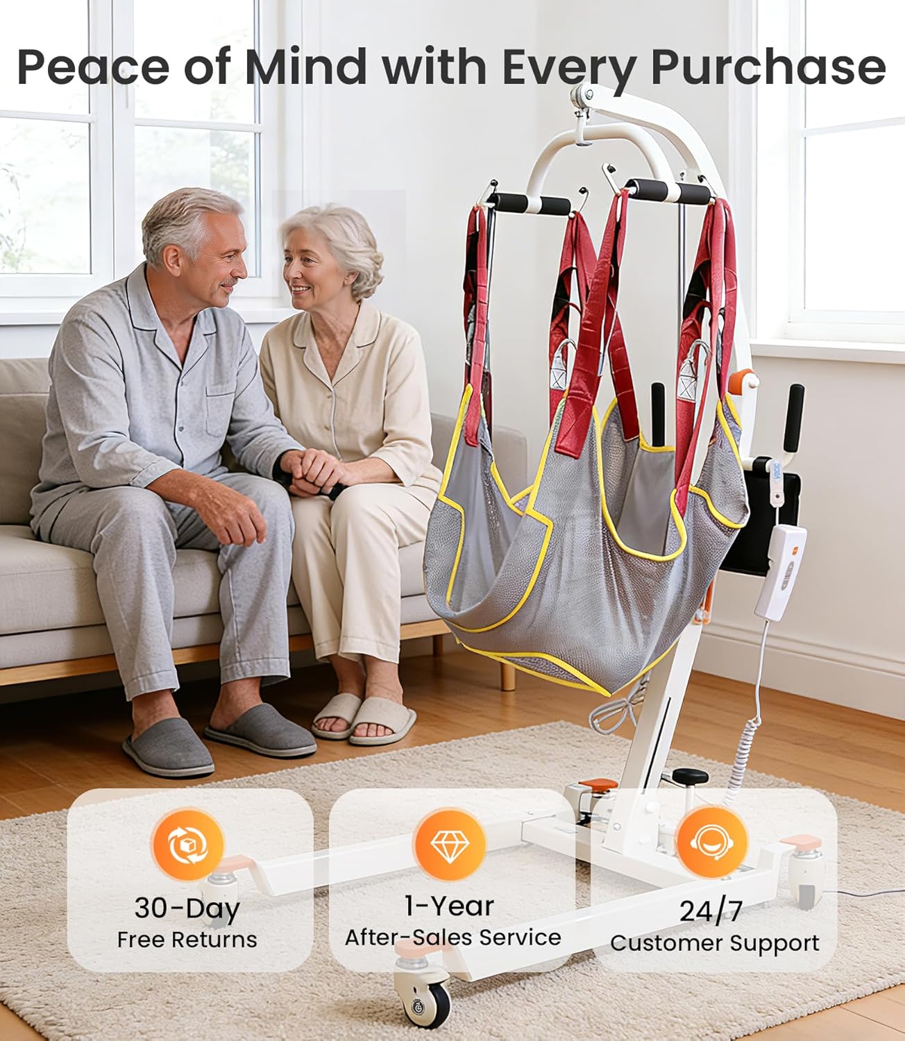 Vocic AY05 Electric Patient Lift Floor-to-Bed Transfer Aid Wireless Remote 330 lb Capacity New