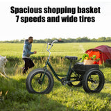 yifaeux 2024 New Tricycle for Adults, 20" x 4.0 Fat Snow Tires Trike, Drift Trike for Adult, 7 Speed Tricycle with Double Disc Brake, 3 Wheel Bicycle with Large Basket Outdoor Beach Sonw L