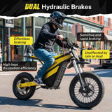 Heybike Villain Electric Dirt Bike, 4160W E Dirt Bike with 52V 26AH Battery, 14"/12" Fat Tire Electric Motorcycle for Teens, Max 45MPH Ebike with Reversing Function(with Crossbody Bag; Yellow&Black)