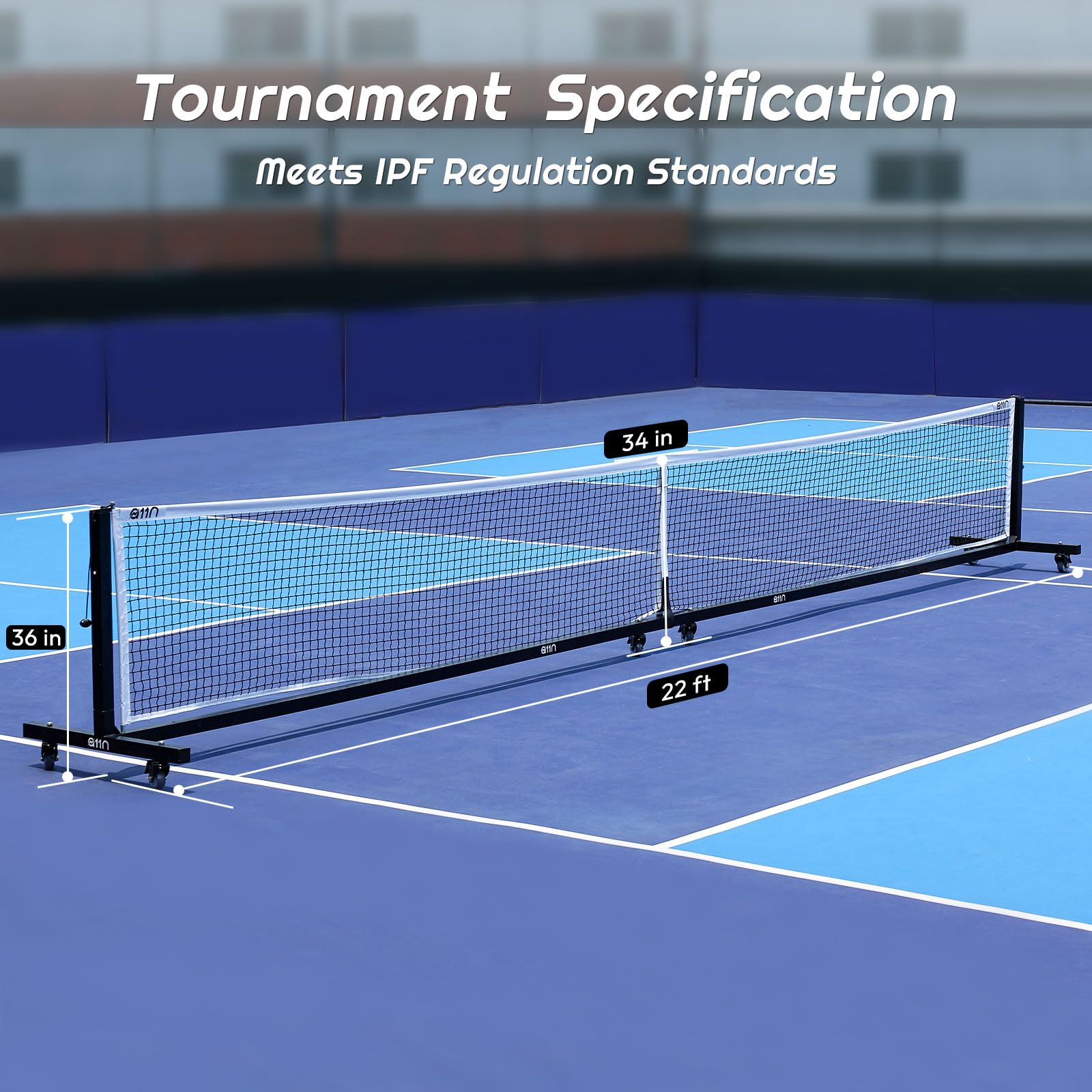 A11N SPORTS Aluminum Tournament Pickleball Net with Tension Lock System & Built-in Wheels - Conform with IFP Regulations