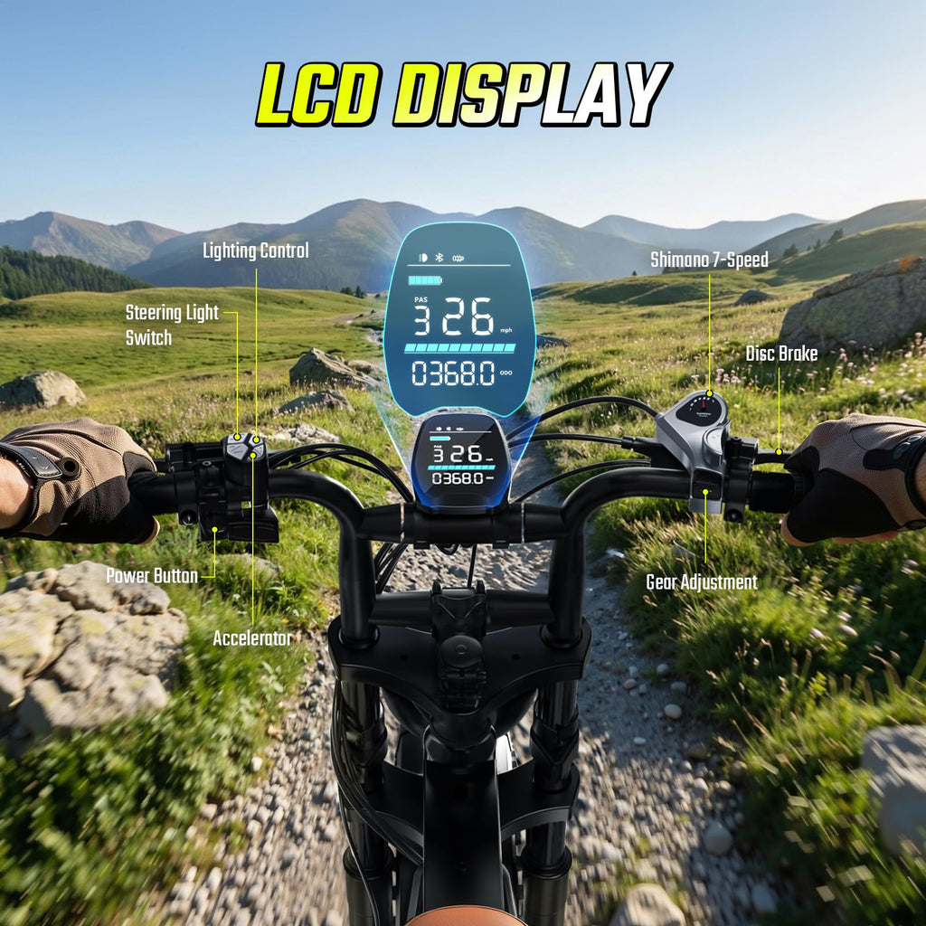 Electric Bike for Adults, Peak 1500W Motor, 30 MPH 60 Miles, 20"x4.0" Fat Tire Retro E Bike, 48V 15Ah Removable Battery, 7-Speed Ebkie for City Commuting, Off-Roading, Mountain, UL 2849 Carbon Black