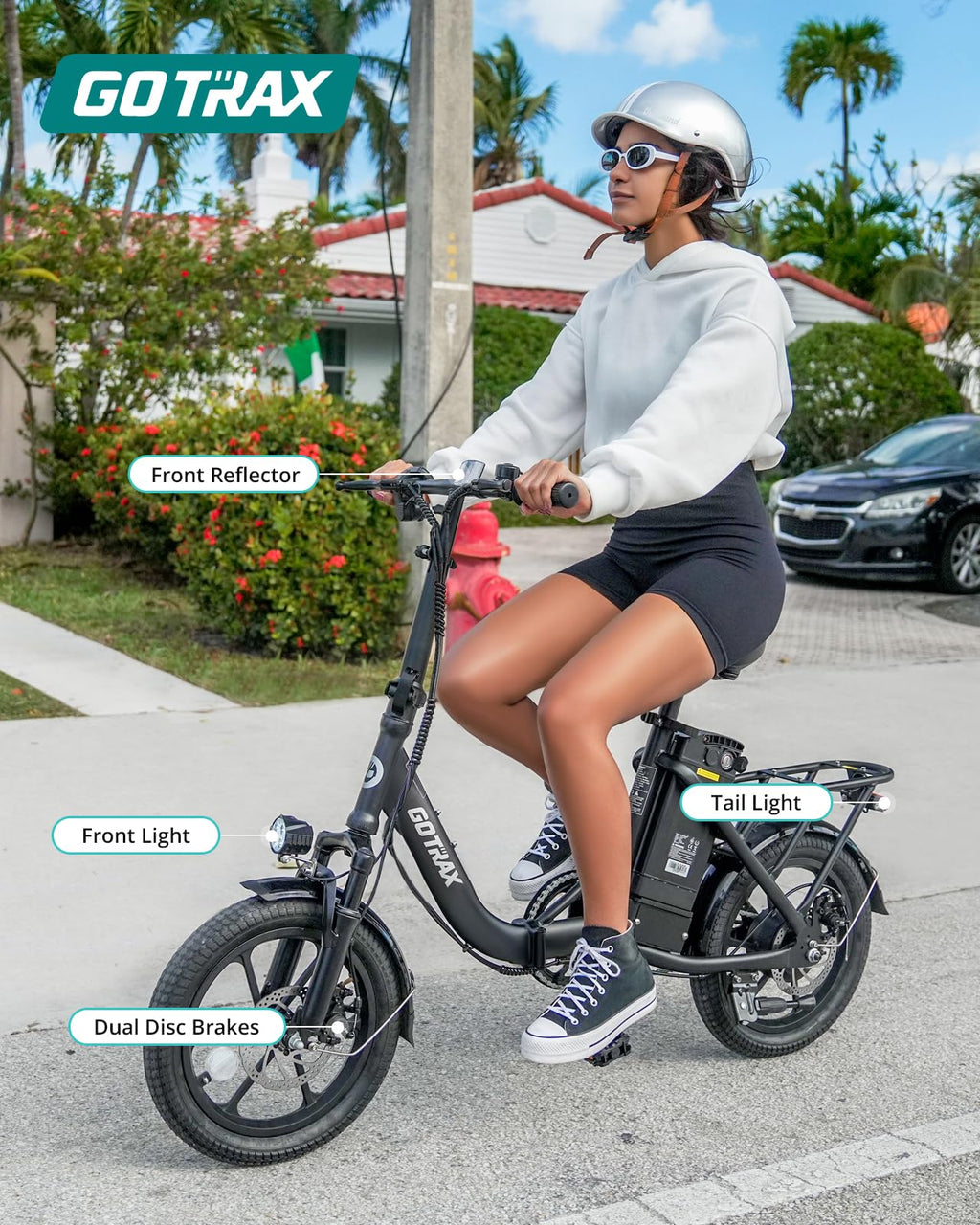 Gotrax S4 16" Folding Electric Bike, Max Range 28Miles(Pedal-Assist) &15.5Mph Power by 350W Motor, Front Suspension&Adjustable Seat and Handlebar, Commuter Electric Bicycle for Adults Black