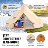 Happybuy Canvas Bell Tent, 4 Seasons Breathable 100% Cotton Canvas Yurt Tent - w/Stove Jack, 13.1ft / 4m Luxury Glamping Tent Waterproof Canvas Tents for Family Camping Outdoor Hunting Party