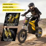 Heybike Villain Electric Dirt Bike, 4160W E Dirt Bike with 52V 26AH Battery, 14"/12" Fat Tire Electric Motorcycle for Teens, Max 45MPH Ebike with Reversing Function(with Crossbody Bag; Yellow&Black)