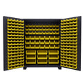Jamco Tool Storage Cabinets with Bin Mounts, Model DE, Includes 230 Bins, 60-Inch W x 24-Inch D x 78-Inch H, Yellow Bins