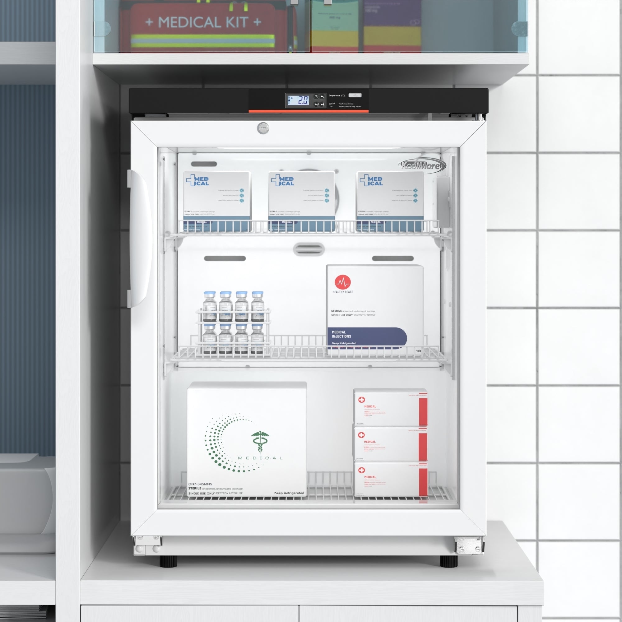 24 in. 4.5 cu. ft. Countertop Medical Pharmacy Refrigerator With Multi-Level Emergency Alarms in White, UL Listed