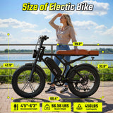 Electric Bike for Adults, Peak 1500W Motor, 30 MPH 60 Miles, 20"x4.0" Fat Tire Retro E Bike, 48V 15Ah Removable Battery, 7-Speed Ebkie for City Commuting, Off-Roading, Mountain, UL 2849 Carbon Black