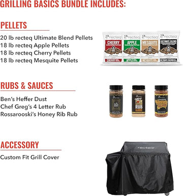 recteq X-Fire Pro 825 Wood Pellet Smoker Grill, Wi-Fi Electric Pellet Grills, Dual Cooking Modes for Hot and Fast + Low and Slow Cooking (Grill + Basics Bundle)